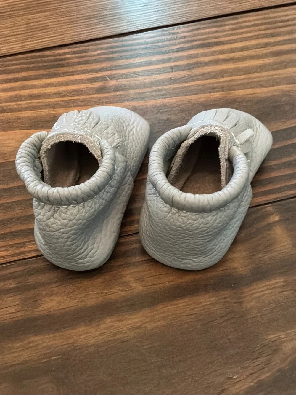 Freshly Picked Light Gray Moccasins with Fringe - Kids